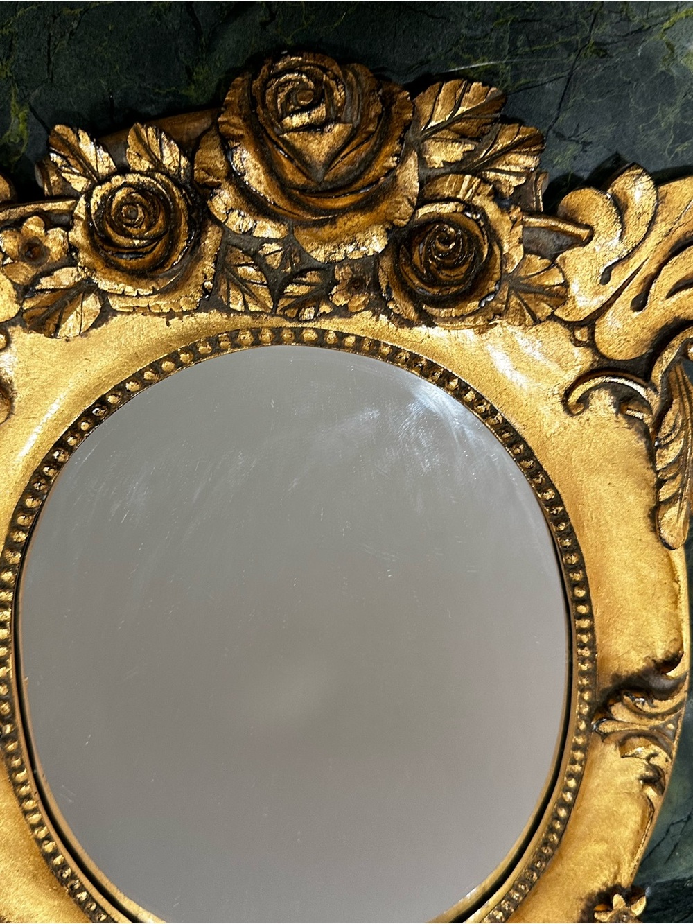 Decorative Gold Ornate Oval Wall Mirror - Elegant Home Wall Decor Roses 14x9 3/4 - Picture 4 of 11